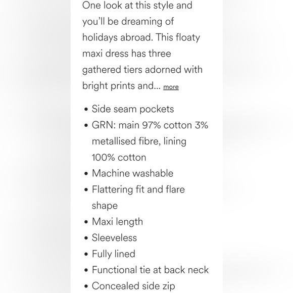 Boden • Serena Cotton Tie Maxi Dress Green Tambourine, Artisian Geo NWT - Picture 5 of 12